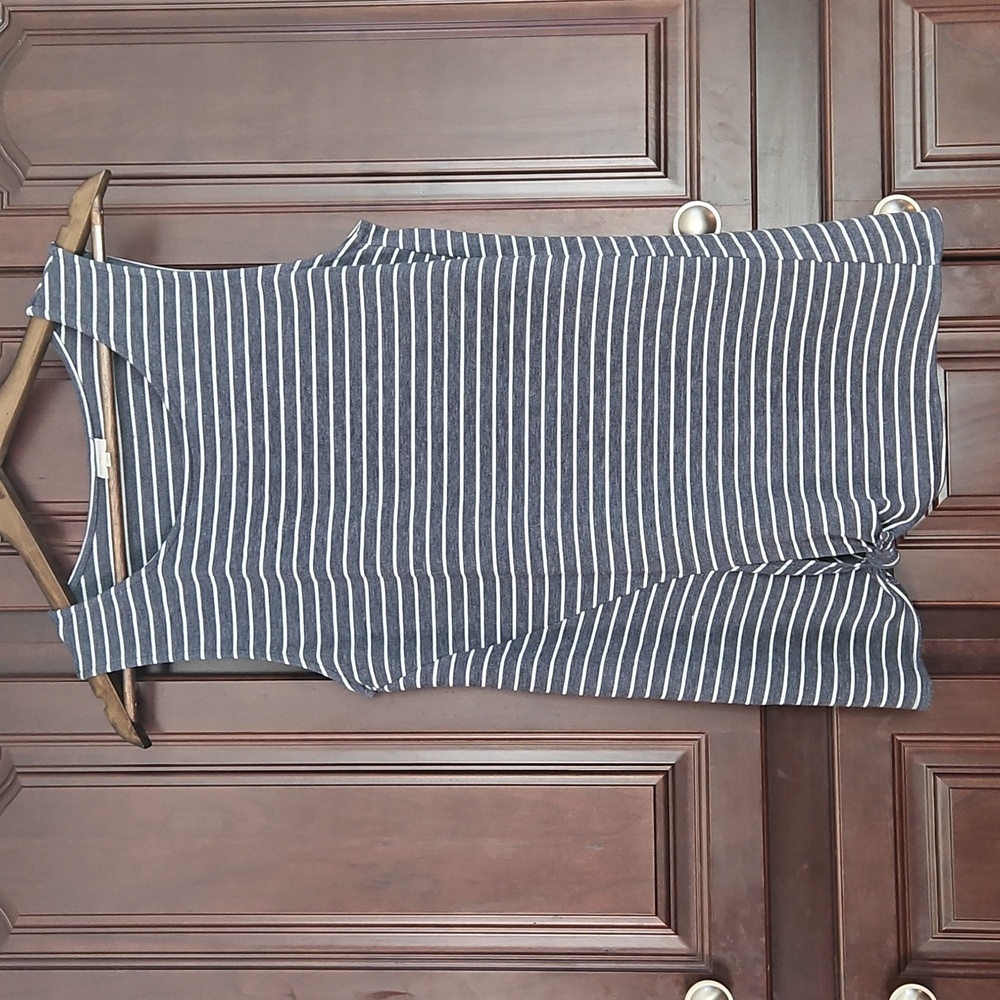 Kaileigh Striped Knot Front Tank Small Blue/white